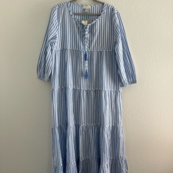 NWT SEA LEVEL SWIM | Summer Beach Striped Sails Boho Maxi Dress in Blue | Size M - Picture 3 of 13